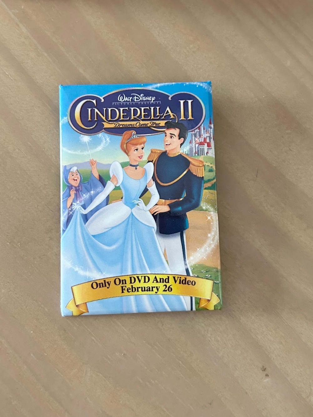 Y2K Disney Cinderella II Promo Pin Button DVD Video Release Rectangular